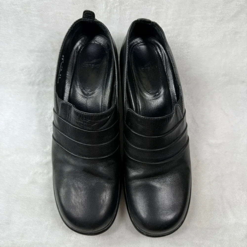 Dansko‎ Black Leather Wedge Loafers Slip On Shoes Made in Portugal Size 42